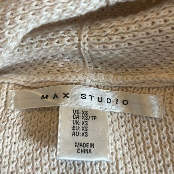 Max Studio black stripe cream long sleeve open cardigan Size XS - Picture 7 of 8